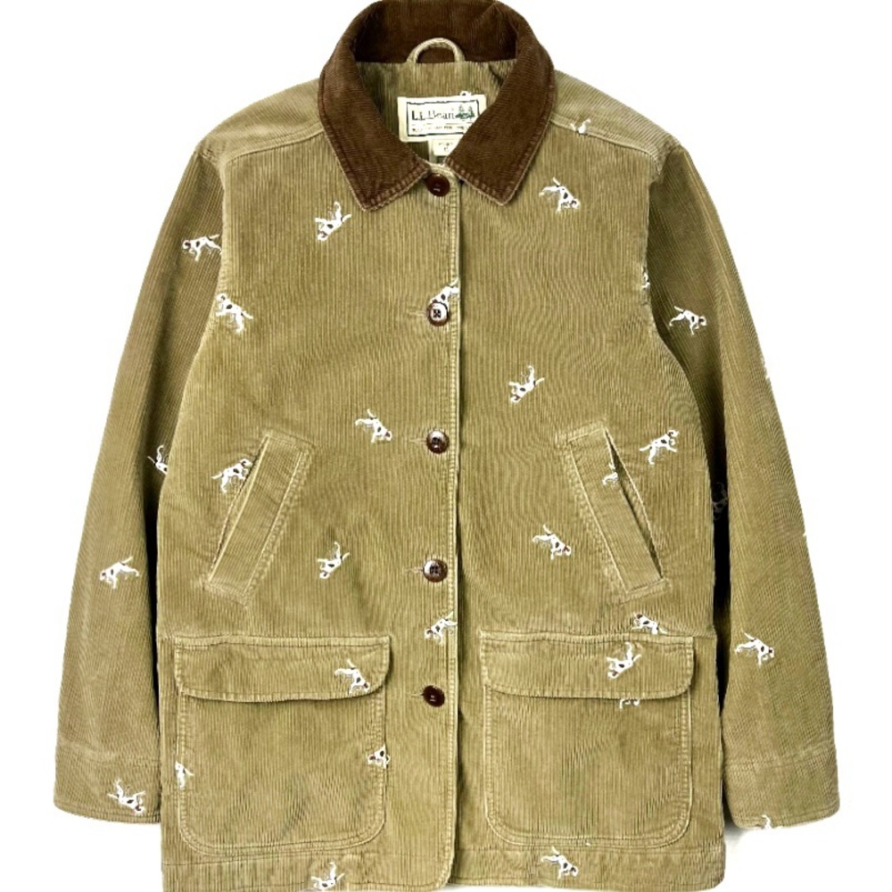 Vintage LL Bean Women’s Corduroy Embroidered Hunting Dog Barn Chore Coat XXL